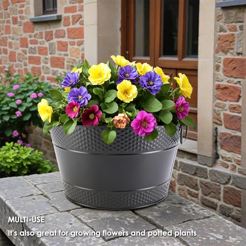 Metal Ice Bucket Galvanized Beverage Tub, 2Pack Drink Buckets Large Cooler for Wine Beer Champagne Cocktails for Catering,...