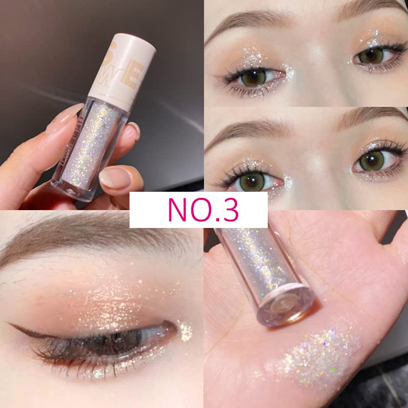 Aolailiya 5pcs Liquid Glitter Eyeshadow set- Sparkling Metallic High Pigmented Glitter Eye Shadow Korean Crystals Makeup, ...