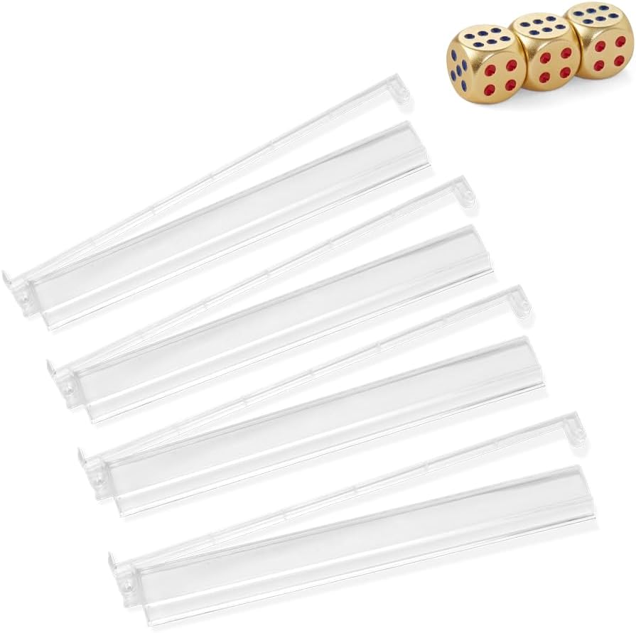 Mahjong Racks with Pushers, Clear Acrylic American Majiang Tile Racks, Enhanced Mah Jongg Tile Holders Set of 4 with 3 Goldern Dics (Transparency