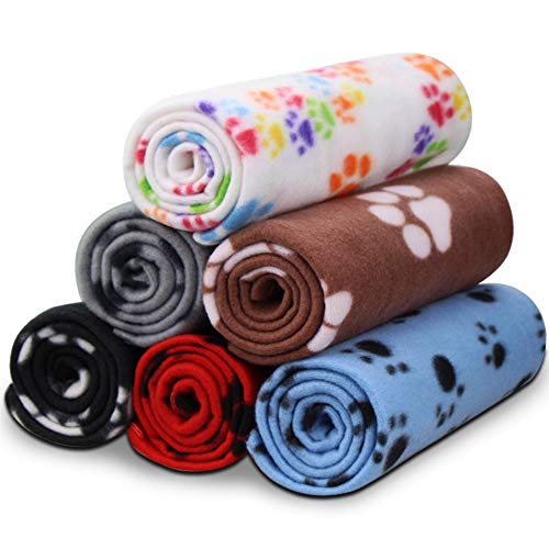 Comsmart Dog Blankets for Small Dogs, 6 Pack Puppy Blanket Cute Paw Print Pet Blanket for Dog, Puppy, Cat, Kitten, 24x28 i...