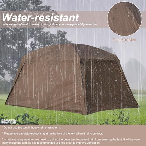 Vidalido 4-6 Person Camping Tent with 3 Door 2 Room Large Family Cabin Tents, Double Layer Waterproof Portable Glamping Te...