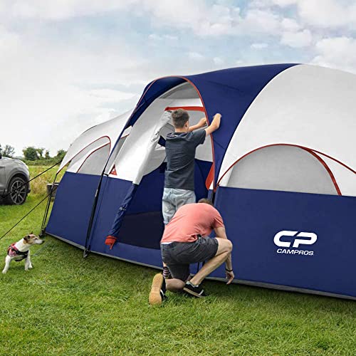 CAMPROS CP Tent 8 Person Camping Tents, Weather Resistant Family Tent, 5 Large Mesh Windows, Double Layer, Divided Curtain...