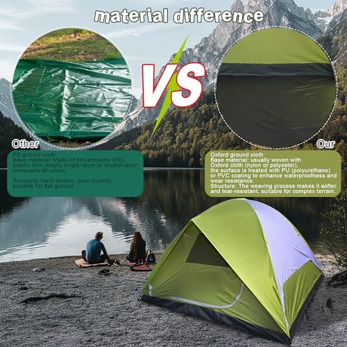 4-6 Person Dome Camping Tent, Family Camping Tent, 83x106 inches, Waterproof Oxford Flooring, for Fishing, Outdoor Campin...