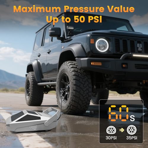 50PSI Paddle Board Pump Electric Portable, High Pressure Sup Pump - Dual Stage Inflation, Auto Shut Off and Deflate for St...