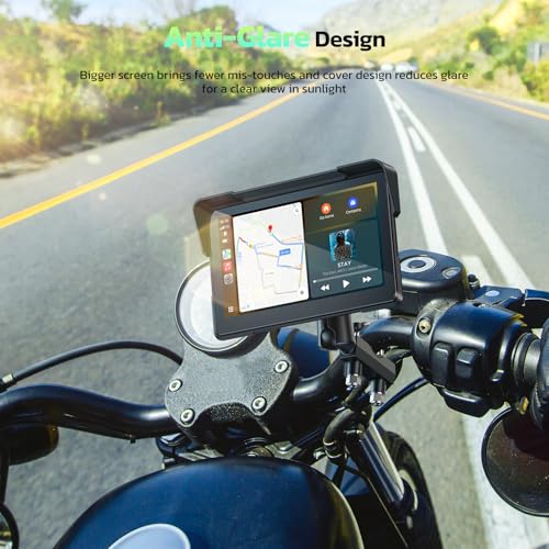 LAMTTO 7-Inch Wireless Motorcycle Carplay GPS Navigation System with Apple Carplay and Android Auto, Portable Moto Car Pla...