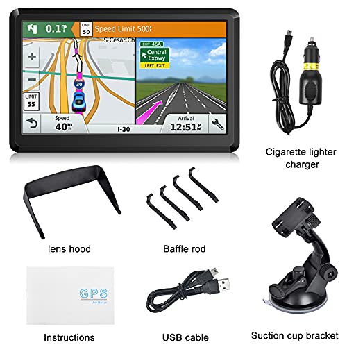 GPS Navigator for car,7 Inch GPS Navigation Truck & RV & Car, Driver Alerts, Turn-by-Turn Directions, 2026 Map with Free U...
