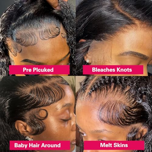 20 Inch Deep Wave Lace Front Wigs Human Hair 13x6 HD Lace Front Wigs Human Hair Pre Plucked 180% Density Deep Curly Wigs for Black Women