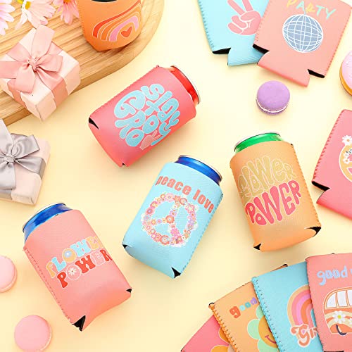 Zhehao 24 Pcs Retro Bachelorette Party Can Coolers Groovy Party Favors Beverage Sleeves Insulated Cooler for Birthday Brid...
