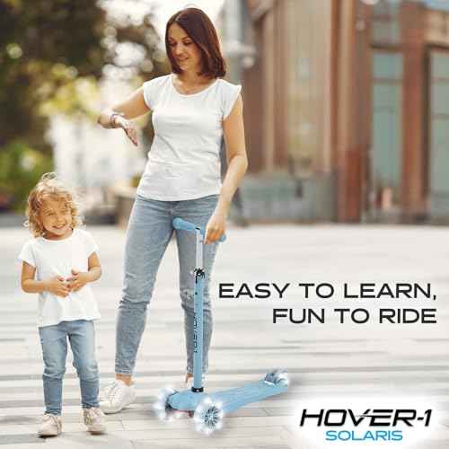 Hover-1 Solaris Kick Scooter with Multicolor Wheel Lights, 4.5¡± Front Wheels, Rear Foot Brake, and 110 Pound Weight Capacity