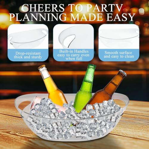 2-Pack Ice Buckets for Parties, Acrylic Ice Buckets Bowls 5.5L Large Champagne Wine Beer Cooler Chiller Bin with Scoops, B...