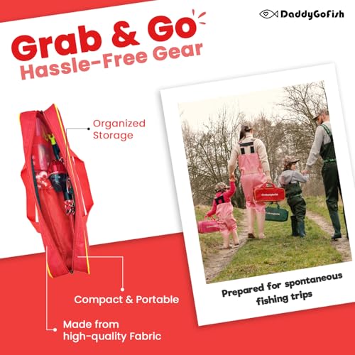 DaddyGoFish Kids Fishing Pole - Rod Reel Combo Tackle Box Starter Set - First Year Small Dock Gear Kit for Boys Girls Todd...