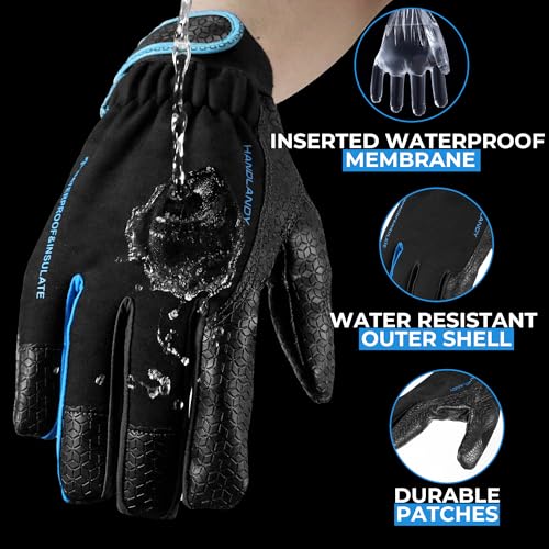 HANDLANDY Insulated Work Gloves, Thermal Winter Gloves Waterproof for Men Women