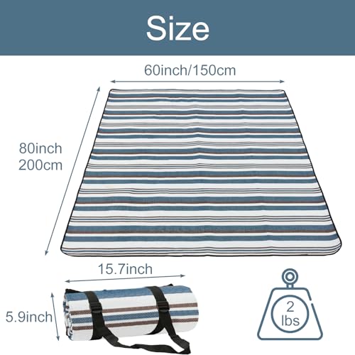 NKTDWO Outdoor Picnic Blanket with Bag, 60'' x 80'' Comfortable Picnic Mat for Should Strap, Foldable Blanket for Park Bea...