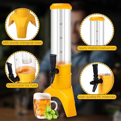 Domensi 6 Pcs Drink Tower Dispenser Mimosa Tower with Ice Tube and Bottomless Mimosa Lunch Beer Beverage Drink Tabletop Li...