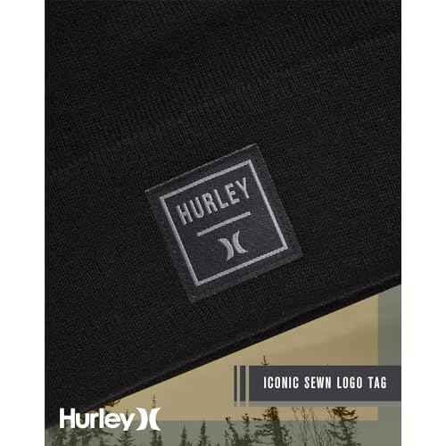 Hurley Men's Shifty Beanie - Lightweight Classic Double Layered Flat Knitted Bonnet Winter Hat for Men