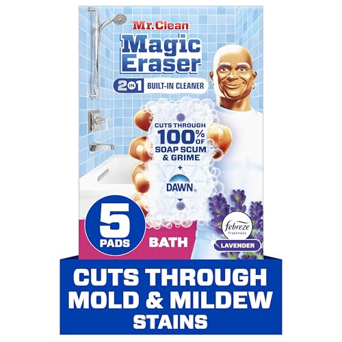 Mr. Clean Magic Eraser Sponge, Bathroom Cleaner, Shower Cleaner, Tub Cleaner, Soap Scum Remover, Bathroom Cleaning Supplie...
