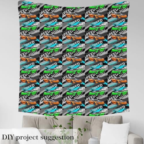 Green Qrange Racing Car Fabric by The Yard 1 Yard Kids Race car Decorative Waterproof Outdoor Fabric for Chairs Teens Spee...
