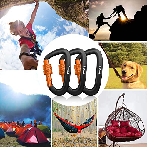 B-Mardi Carabiner Clips Heavy Duty 12kN (2697 lbs)-Lightweight Locking Carabiners for Camping, Hiking, Hammock, Dog Leash ...
