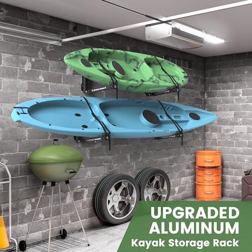 GanFindX Foldable Kayak Wall Rack | Heavy-Duty 9.5-13.8" Kayak Storage Rack Hanger & Plastic Buckle Straps, Indoor/Outdoor...