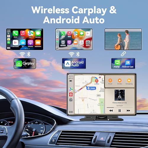 Wireless Carplay Screen for Car, 11.3" Extra Large A-pple CarPlay & Android Auto Screen with 4K Dashcam & 1080P Backup Cam...