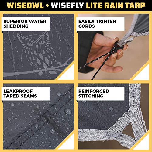 Wise Owl Outfitters Hammock Rain Fly – Waterproof Camping Tarp Cover with Tent Stakes & Carry Bag, Ultralight Shelter for ...