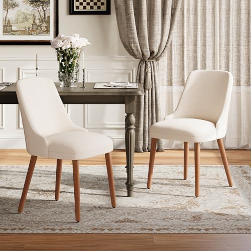MALOL Dining Chairs Set of 2, Upholstered Dining Room Chair with Wood Legs, High-Back Padded Kitchen Chairs for Dining Roo...