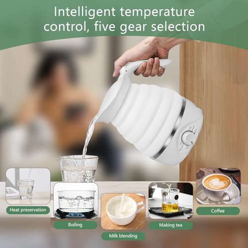 Xfbaozxy Travel Foldable Electric Kettle, Collapsible Kettle Travel Electric Collapsible Electric Tea Kettle Food Grade Si...