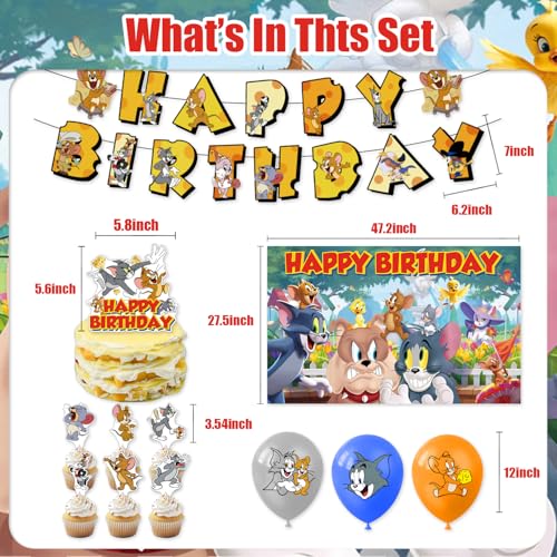 42pcs Tom and Jerrys Birthday Party Decoration include Napkins,Plates, for Tom and Jerrys Birthday party Supplies (yellow14)