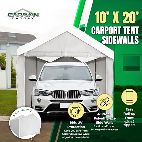 Caravan Canopy Tent Sidewalls for Domain Carport with Straps, Ideal for Garage Storage, Inflatable Garage Covering, White...