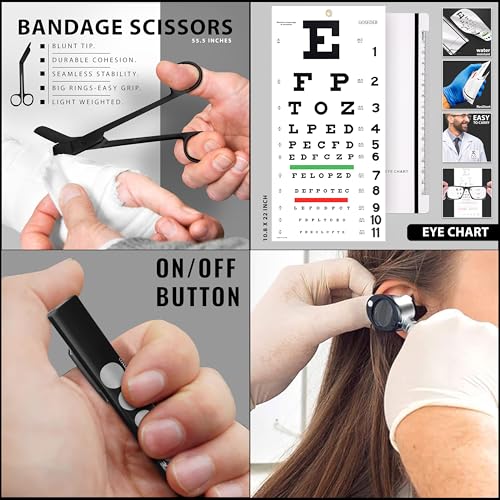 Multi Purpose Diagnostic kit for Neurological, EMT and Eye EXAM, Reflex Percussion Taylor Hammer + Penlight + Tuning Fork ...