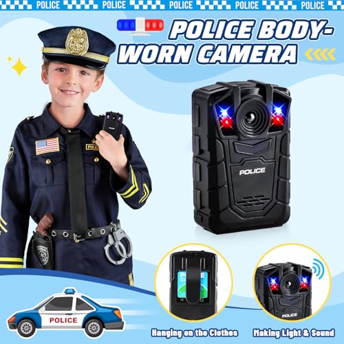 GIFTINBOX 12PCS Police Costume for Kids, Kids Police Officer Costume for Boys Girls with Accessories, Halloween Costumes f...