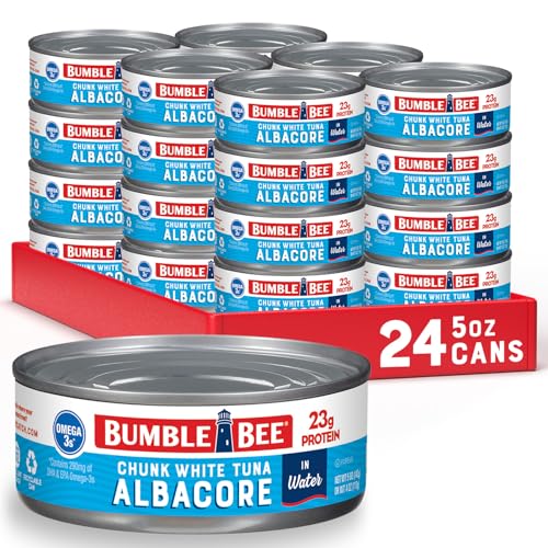 Bumble Bee Chunk White Albacore Tuna in Water, 5 oz Can (Pack of 24) - Wild Caught Tuna - 23g Protein per Serving, High in...