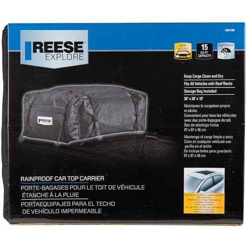 Reese Explore 1041100 Rainproof Car Top Carrier (15 Cubic Feet),Black