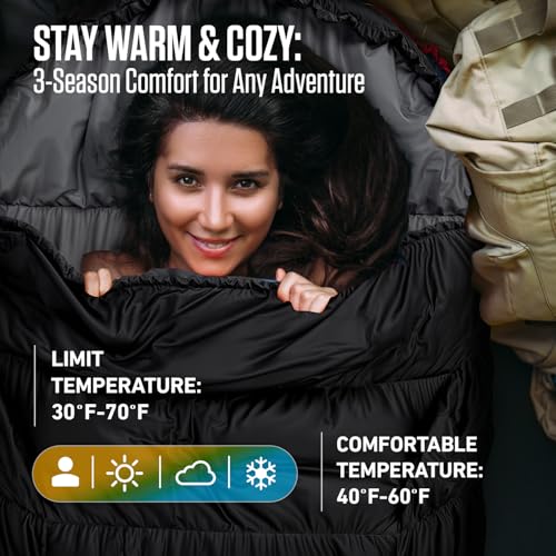 VENTURE 4TH Backpacking Sleeping Bag – XXL, Double and Single Sizes - Lightweight Warm & Cold Weather Sleeping Bags for Ad...