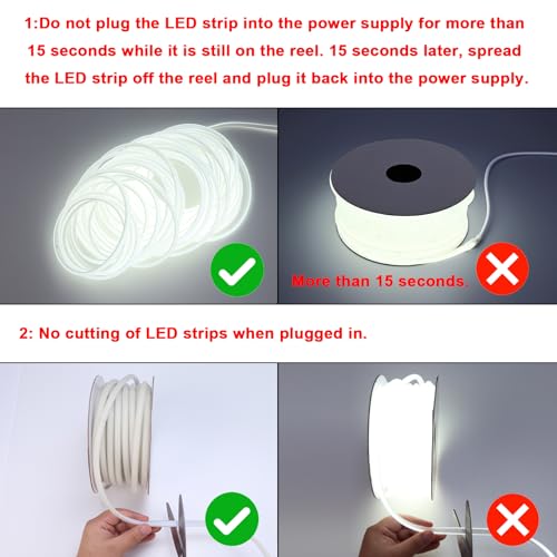BENLUN AC 110V COB LED Strip Lights Outdoor Waterproof 65.6ft, 6000K Cool White Super Bright 200W CRI 90+ LED Rope Light, ...