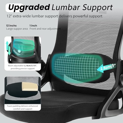 Fizzin Ergonomic Office Chair, 400 LBS Computer Chairs with Adjustable Lumbar Support, Breathable Mesh Desk Chair Ergonomi...