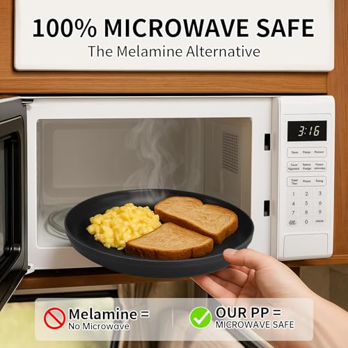 40-Piece RV Camping Dinnerware Set (Service for 8), Microwave Safe Plates and Bowls Set with Cutlery, Lightweight & Unbrea...