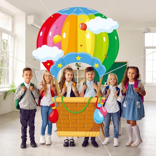 Hot Air Shaped Photo Prop Selfie Frame Back to School Backdrop Party Decoration Balloon Kids Schools Photo Booth Welcome P...