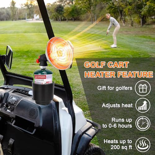 Golf Cart Heater, Portable Propane Heater with Self Igniter, 2-in-1 Outdoor Space Heaters with Cup Holder & Cylinder Base,...