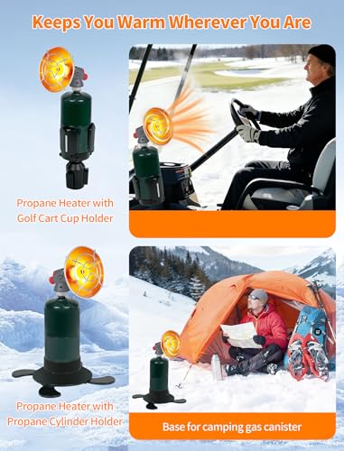 2-in-1 6800 BTU Golf Cart Heater Propane with Storage Box, Adjustable Cup Holder & Camping Base, Compatible with EZGO, Clu...