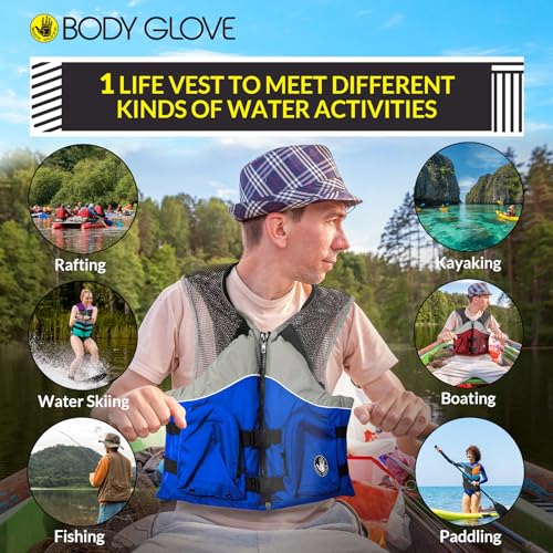 Body Glove Cove Unisex Nylon Fishing Vest - Adult Water Fishing Jacket Vest for Sports Boat Kayak Paddling Use and Safety ...