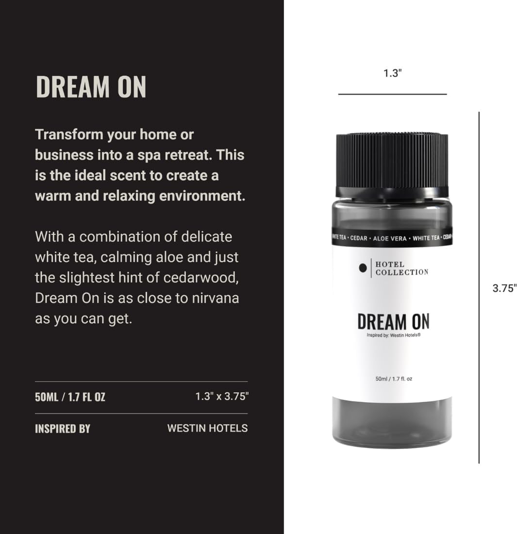 Hotel Collection Diffuser Oil - Dream On - Aromatherapy Essential Fragrance Oil - Bright White Tea, Sweet Vanilla, & Earthy Cedar - 50ML 1.7 Fl oz