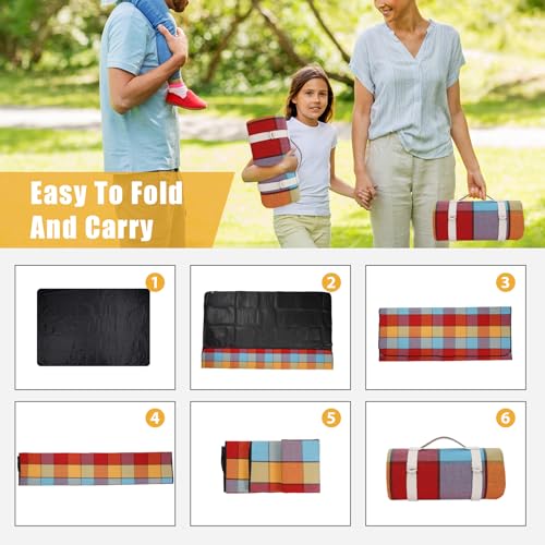 G GOOD GAIN Picnic Blanket-Waterproof Picnic Blankets | Portable Camping Blanket | 3-Layer Beach Blanket Sand Free | Picni...