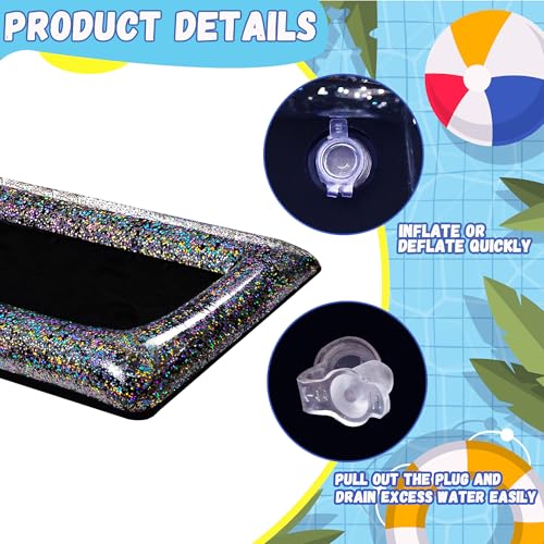 Inflatable Glitter Serving Bar 3Pcs with Drain Plug, New Years Eve Party Supplies Indoor Outdoor BBQ Picnic Luau Pool Part...
