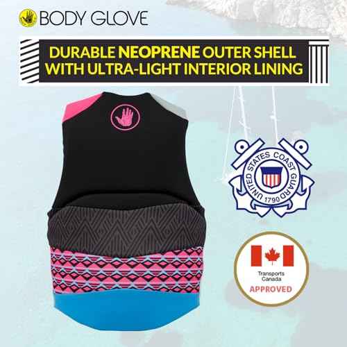 Body Glove Phantom Women's Neoprene Life Jacket, USCG and Transport Canada Approved PFD, Lightweight Life Vest, Great for Boating, Fishing, Kayaking, Rafting, Paddling