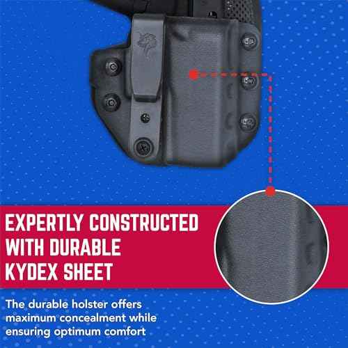 DeSantis Uni-Tuk Gun Holster, Built-in Spur, Fits 43, 43X, 43X MOS with or Without RED DOT Sight, IWB Holster, Adjustable and Tuckable 360-C Clip, Right Fitment, Black
