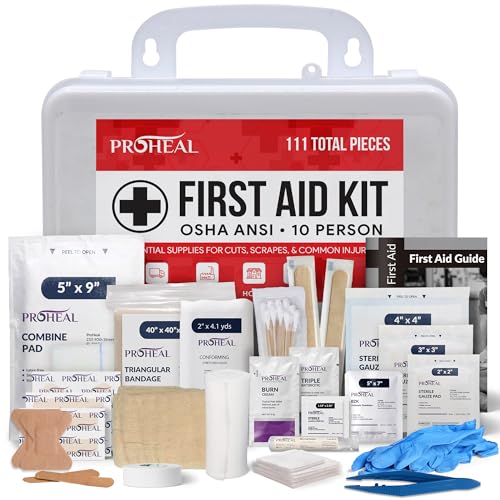 OSHA Compliant First Aid Kit - 10 Person, Type III, ANSI Class A Emergency Kit for Truck, Car, Construction Site - 111 Ess...