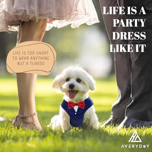 AVERYDAY Dog Tuxedo for Wedding Outfit, Dog Suit and Tie Costumes for Birthday, Halloween, Cosplay, Christmas Party, Pet F...