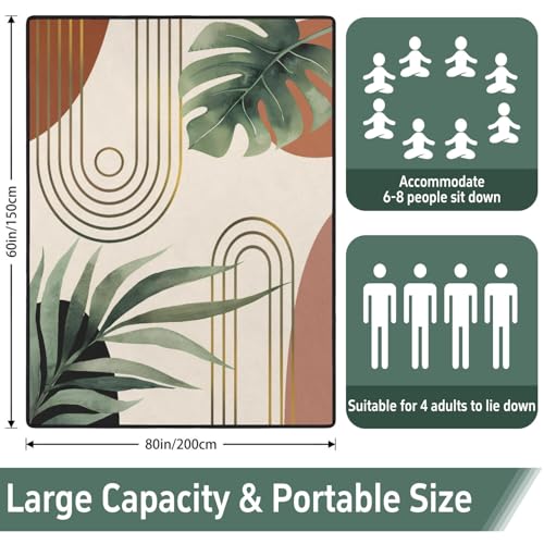 QXWREL Extra Large Picnic Outdoor Blanket 60''x80'' Boho Plant Waterproof and Sandproof Picnic Mat for Beach Foldable Camp...