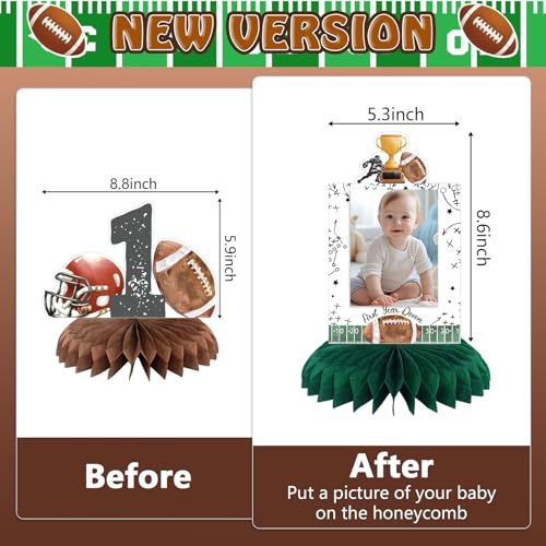 First Year Down Birthday Party Decorations, Football Birthday Party Decorations Honeycomb Centerpieces for Table, Football...